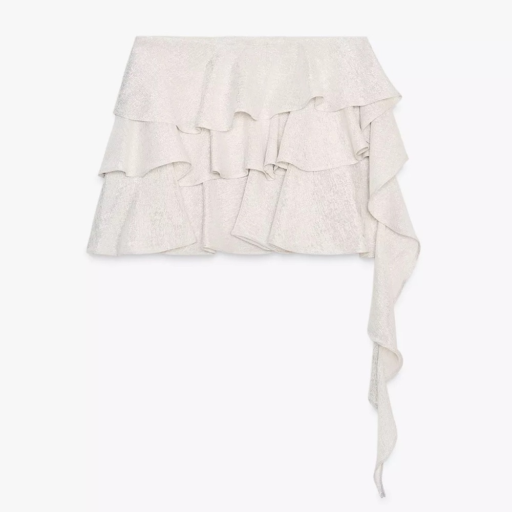 NEW Zara Asymmetrical Ruffle Mini Skirt